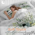thumbnail image 4 of Cal King 4 Piece Bedding Set Green Eucalyptus Leaves Soft Breathable Duvet Cover and Pillowcase,Welcome on Gray White Plaid Duvet Cover Set Washable Bed Sheets for Bedroom Dormitory Guest Room, 4 of 9