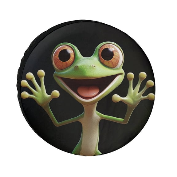 Camper Spare Tire Cover 12inch Green Frog Cute Animal Wheel Protectors Tire Covers Weatherproof Wheel Covers Funny Cute Frog for Camper Travel Trailer SUV Truck