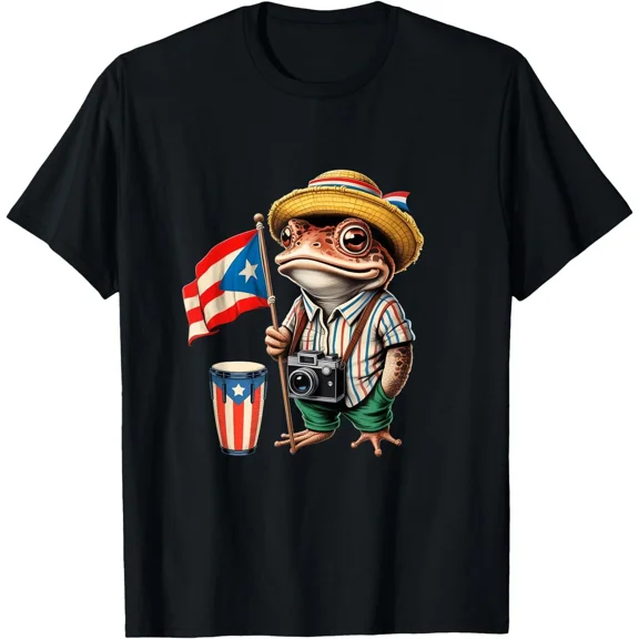 Coqui Frog Puerto Rico Flag Taino Boricua Island Pride Unisex T-Shirt up to size 5XL