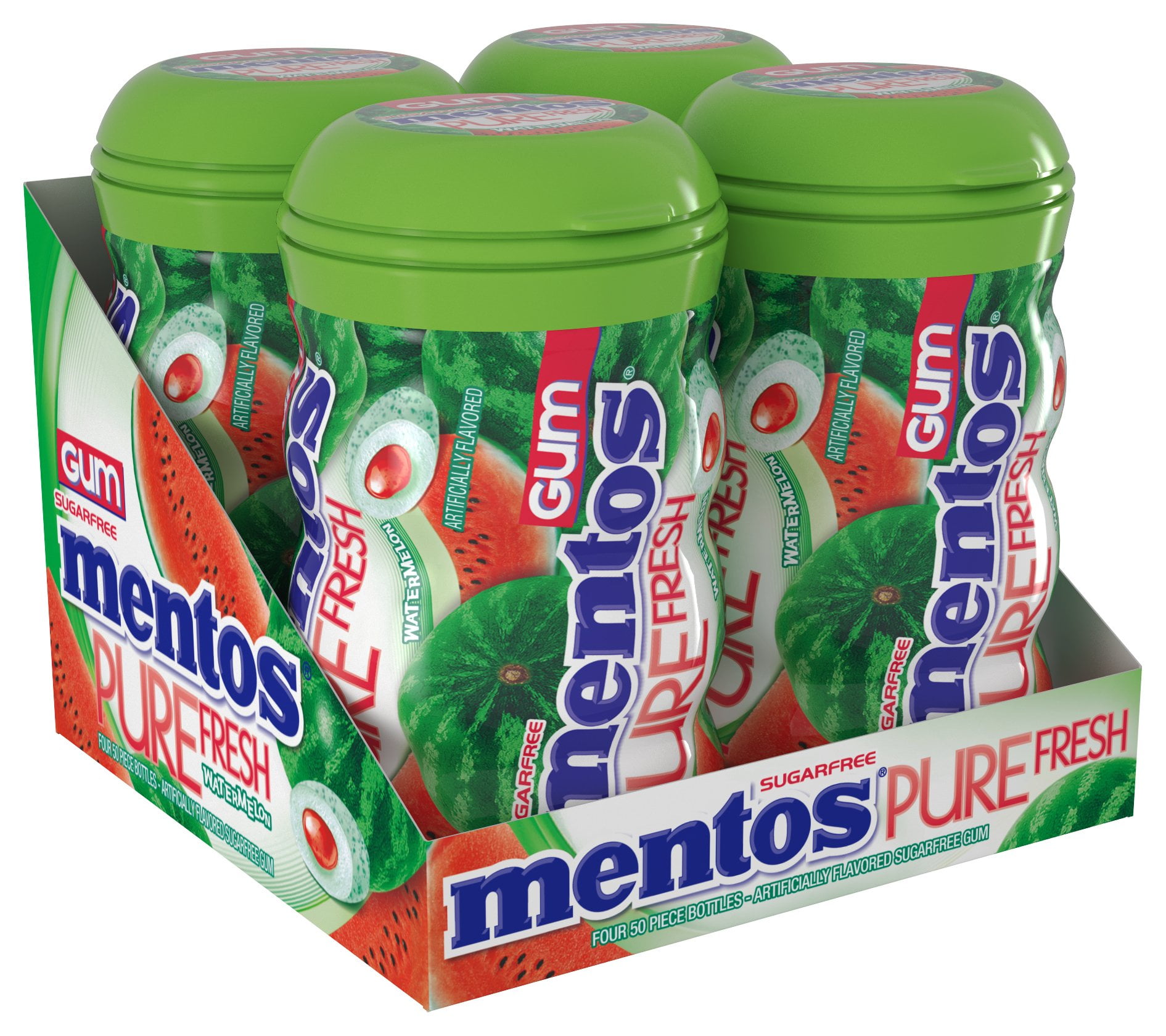 Mentos Pure Fresh Sugar-Free Chewing Gum Xylitol, Watermelon (Bulk Pack of 4)