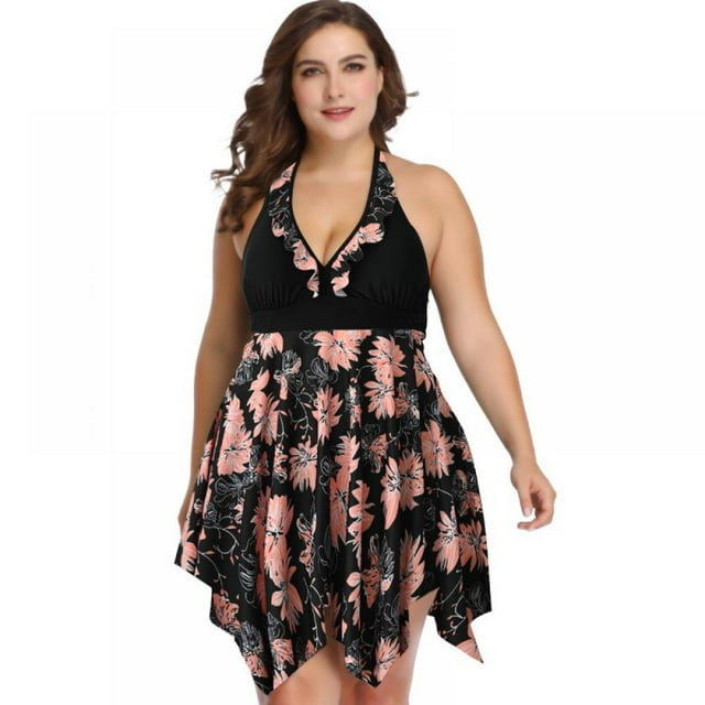 Maillot de Bain Tankini 2 Pcs à Fleurs pour Femmes Grande Taille 2X-6X