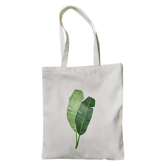 Fashion Women Canvas Printing Banana Leaf Shoulder Bags Handle Shopping Bags