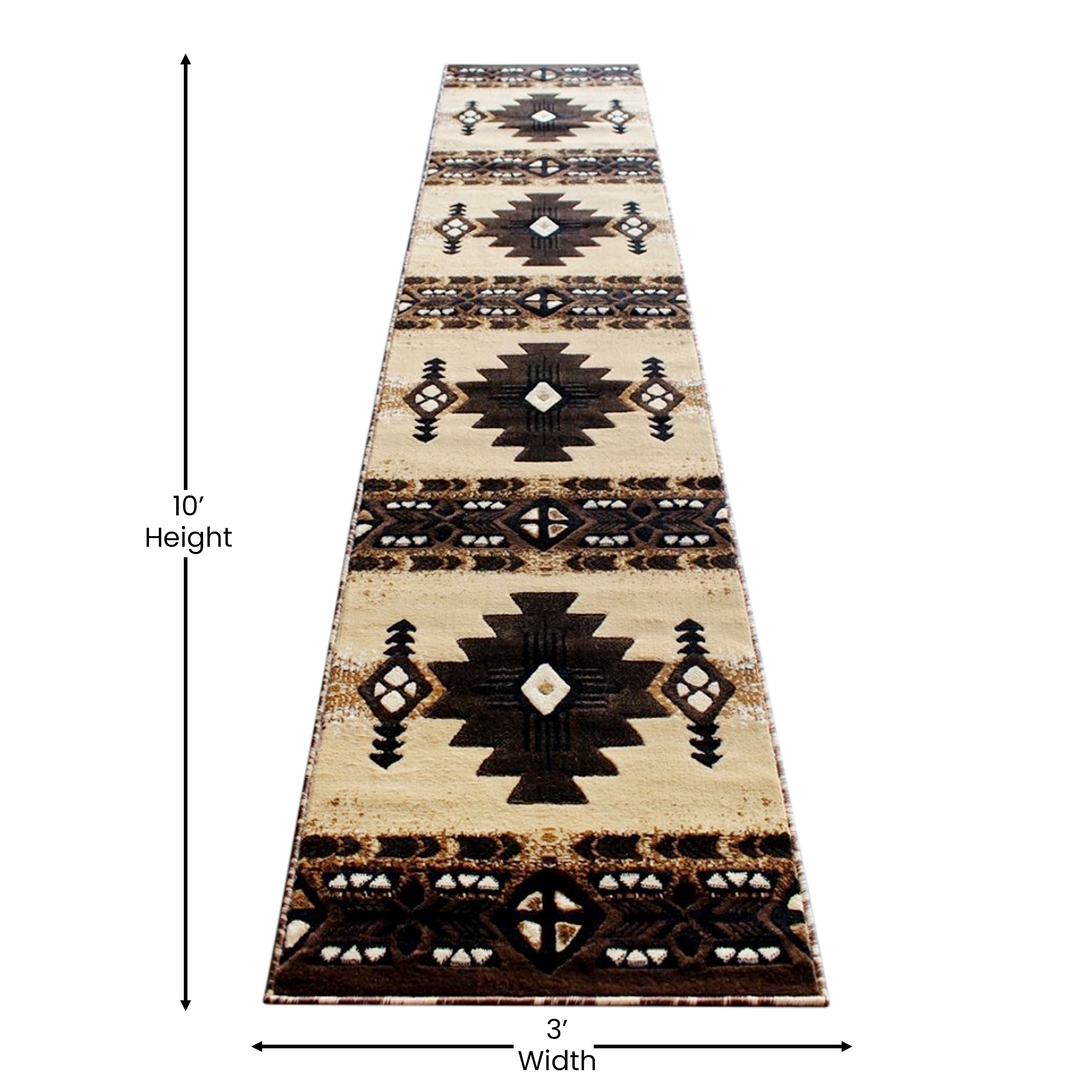 Flash Furniture Mohave Rectangular Southwestern Black, Beige, Brown Area Rug, 2' x 10'