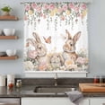 thumbnail image 4 of Easter Rabbits Sheer Curtains 63 Inches Long, Watercolor Floral Cute Bunny Plants Spring Light Filering Curtains, Breathable Simi Curtain Privacy Drapes for Living Room Bedroom Window Treatment, 4 of 9
