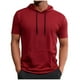 thumbnail image 2 of Playera Elvqul para Hombre Casual Manga Corta Rojo de Color Sólido con Capucha, 2 of 5