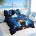 thumbnail image 2 of Manfei Magical Moonlit Sailboat Bedding Comforter Set for Kids Boys and Girls, Canyon Ocean Nautical King Bedding Sets, Black Reversible 7pcs, 2 of 6