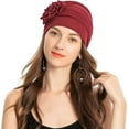 thumbnail image 3 of Dalrosia Women Turban Beanie Hat with Flower Chemo Headwear Elastic Head Wrap Cap, 3 of 7