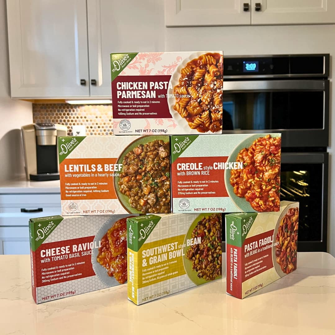 Miss Olives Protein Pack Microwavable Shelf Stable Ready Meals (Bundle of 6: 2 Each Item)