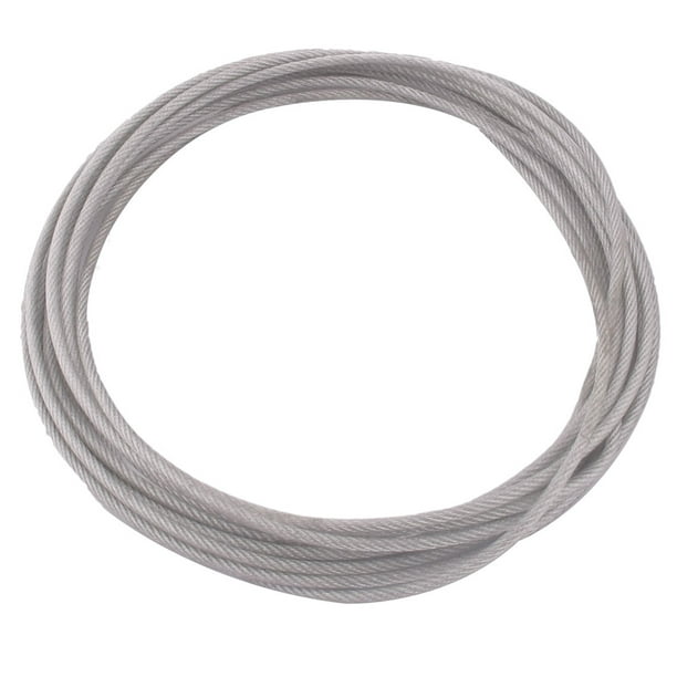 5M Length 3mm Diameter Plastic Coated Flexible Steel Wire Cable Rope Silver Tone