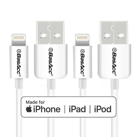 Ipod Holder Charger (iPhone Charger Cable by BasAcc 2-pack 6' 6ft Lightning USB to Cable (Apple MFi Certified) for iPhone XS X 8 7 Plus 6 6s SE 5 5c iPad Pro Air)