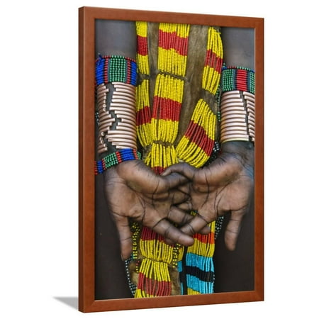 Hamar tribe, woman in traditional clothing, Hamar Village, South Omo, Ethiopia Framed Print Wall Art By Keren