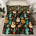 thumbnail image 2 of Homewish Vintage Music Guitar Twin Sheet Sets,Desert Plant Cacrus Twin Fitted Sheet,Rustic Flower Western Cowboy Flat Sheet For Kids,Microfiber Bedroom Decor,3 Pieces, 2 of 7