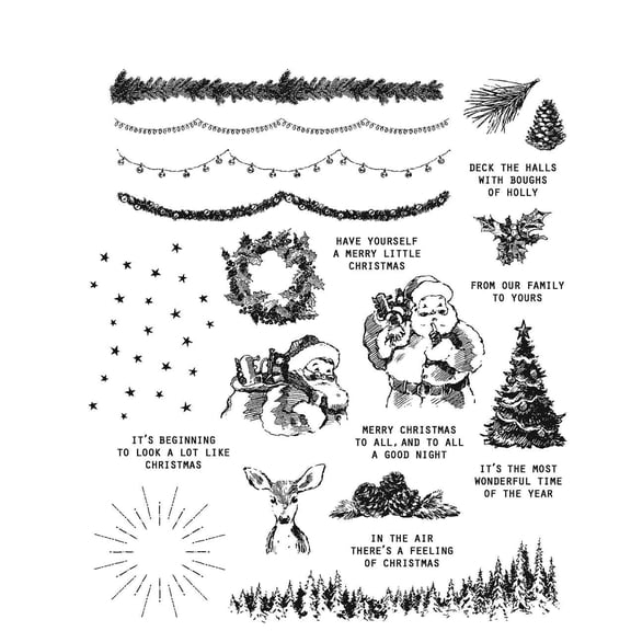 Tim Holtz Cling Stamps 7"X8.5"-Darling Christmas