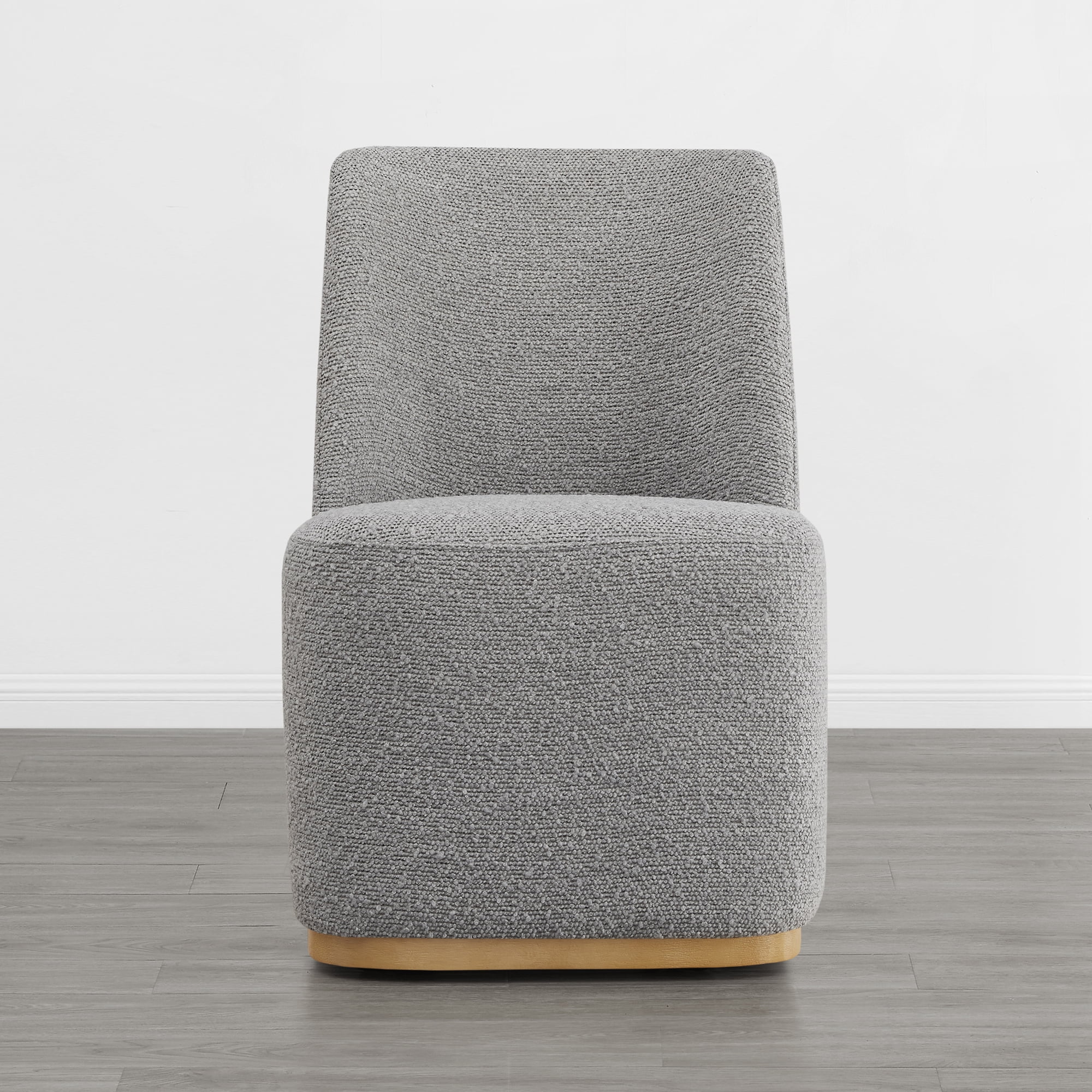 Spruce & Spring Modern Upholstered Dining Chair with Hidden Casters & Wood Base Set of 2, Grey