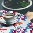 thumbnail image 3 of Ambesonne Sacred Fitted Round Tablecloth, Psychedelic Eyes Rainbow, 56"- 60" Diameter, Dark Magenta and Vermilion, 3 of 5