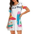 thumbnail image 1 of Fotbe Gnomes Summer Bata de Dormir para Mujer con Estampado, Camisón de Algodón de Manga Corta, Ropa de Dormir Casual, 1 of 6