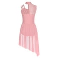 thumbnail image 4 of Hansber Women's Lace Floral Lyrical Dance Dress Leotard Asymmetrical Sleeveless for Dance Competition Pink S, 4 of 4