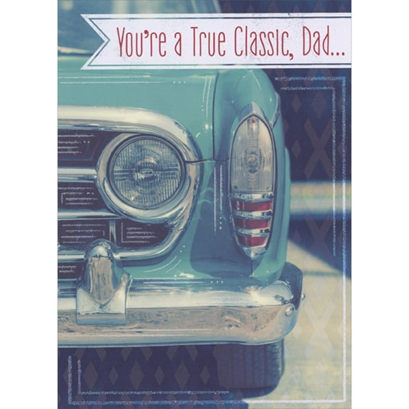 Designer Greetings True Classic: Closeup Photo of Blue Car's Bumper and Headlights Father's Day Card for Dad