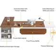 thumbnail image 5 of Tribesigns Bureau Exécutif en Forme de L de 70,8 Pouces avec Armoire à Dossiers de 55 Pouces, Bureau avec Étagères de Rangement et Panneau de Confidentialité, Noyer et Blanc, 5 of 5