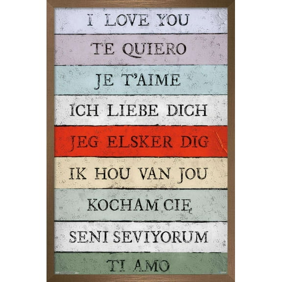 Love Language - I Love You Wall Poster, 22.375" x 34", Framed