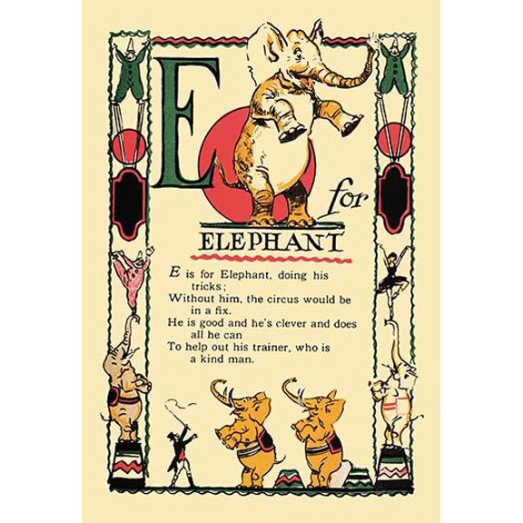 E for Elephant-Fine Art Canvas Print (20" x 30")