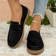 thumbnail image 4 of K-232 Black Casual Womens Four Season Round Toe Flat Sole Loafers Solid Color Comfortable Everyday Footwear, 4 of 9