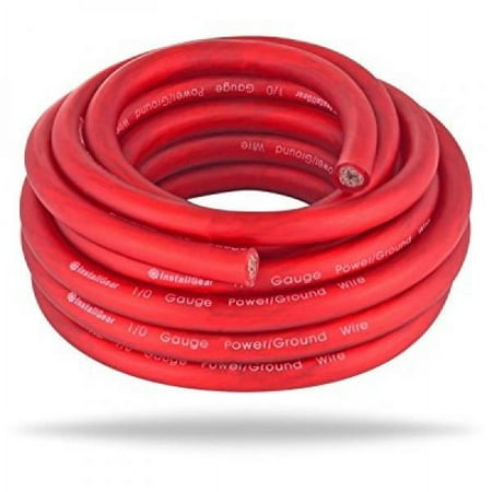 InstallGear 1/0 Gauge Ga Awg Red 25ft Power/Ground Cable True Spec and Soft Touch Wire