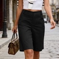 thumbnail image 5 of Pxxlle Knee Length Shorts for Women with Pockets Casual Summer High Waisted Work Office Shorts Business Dress Wide Leg Shorts Black XL, 5 of 9