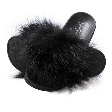

Jessica Simpson Womens Plush Slide On Open Toe Slipper with Memory Foam