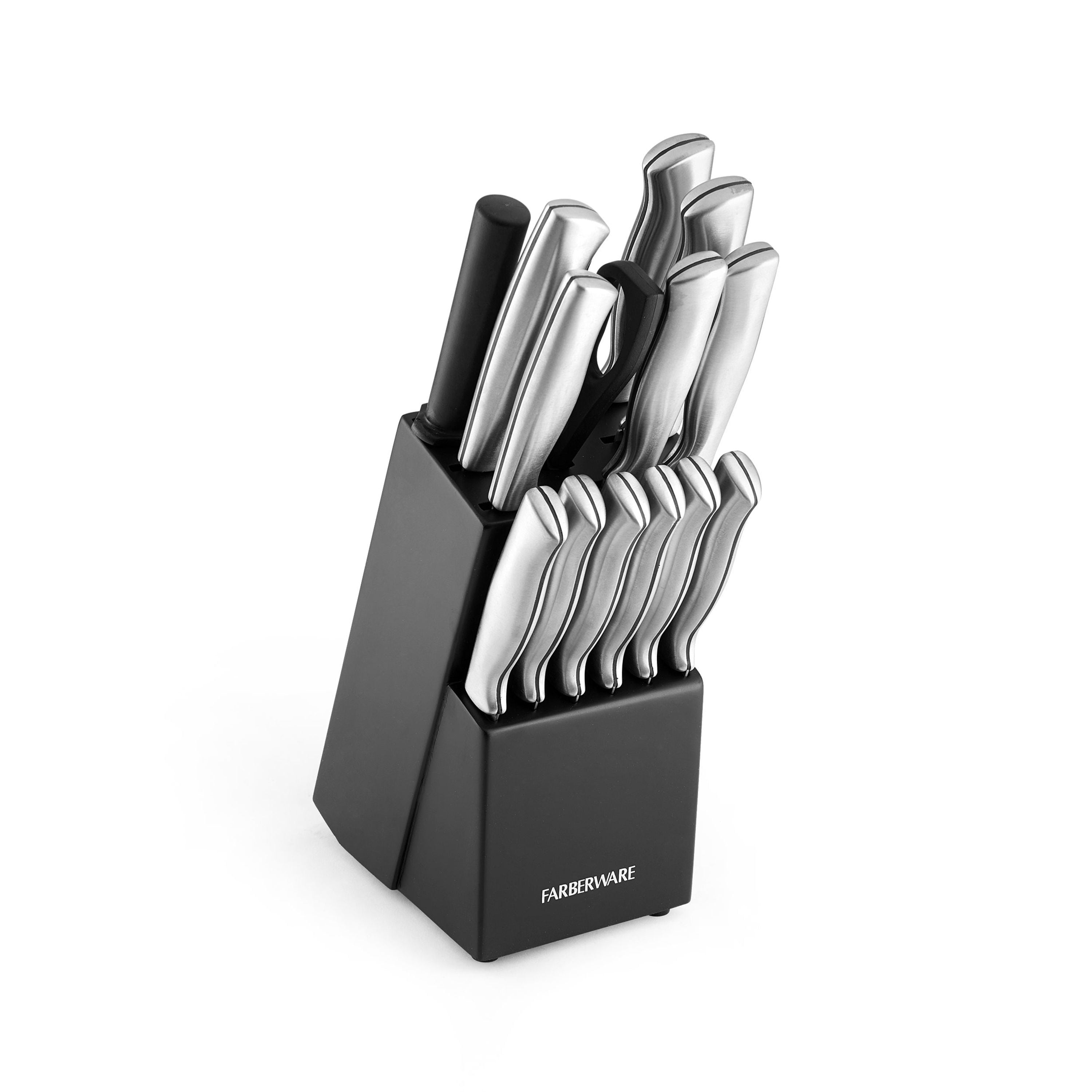 Farberware 15-piece Stamped Stainless Steel Knife Block Set - Walmart Farberware 15 Piece Stainless Steel Knife Set