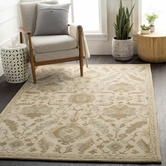 Hauteloom Carrolltown Wool Living Room, Bedroom Area Rug - Traditional - Beige, Green, Brown - 10' x 14'