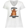 thumbnail image 3 of Inktastic Finally It's Groundhog Day Women's Plus Size V-Neck T-Shirt, 3 of 5