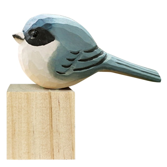 Figuras de pájaros de madera talladas a mano y pintadas para decorar el hogar, esculturas y adornos para estanterías y mesas.