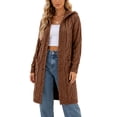 thumbnail image 2 of Edvintorg Winter Cardigan Sweaters for Women 2026 Knit Open Front Hooded Long Sweater Long Sleeve Cardigans with Pockets Plus Size, 2 of 7