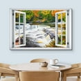 thumbnail image 3 of wall26 Canvas Print Wall Art Window View Rustic Autumn Fall Forest River Rapids Wilderness Nature Photography Realism Scenic Landscape Colorful Multicolor for Living Room, Bedroom, Office - 32"x, 3 of 5