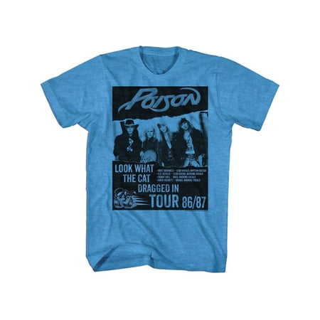 Poison Rock Band Look What Tour Sapphire Heather Adult T-Shirt Tee
