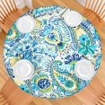 thumbnail image 2 of 44in Round Tablecloth with Elastic Edge, Waterproof Fitted Table Cover for 36-44" Tables, Boho Theme Polyester Reusable Table Cloths Wipe Clean for Picnic, Dining, Outdoor Use and Party Decor, 2 of 7