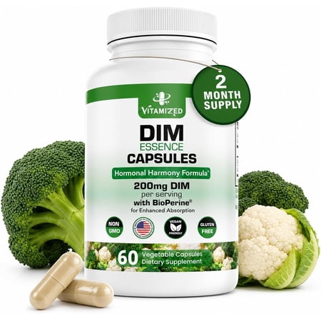 Vitamized DIM Estrogen Supplement, Hormone Balance & Skin Health, Diindolylmethane for Metabolism Support