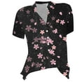 thumbnail image 3 of Women Summer Tops Women V Neck Blouse Short Sleeve Tunic Shirts Floral Print Tee Shirts Lightweight Tops Womens plus Size Workout Clothes Baseball Mom Tees Knit Short Sleeve for Dressy Black L, 3 of 3