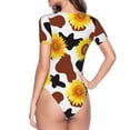 thumbnail image 4 of Easygdp Sunflower Cow Women'S Waist-Cinching Short-Sleeved Onesie, Olastic Onesiet,Snaps At Bottom,Easy To Put On And Take Off - Small, 4 of 9