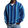 thumbnail image 3 of Zynoxe Men's Striped Sweatshirt with Elastic Ribbed Cuffs Classic Lapel Collar Sweatshirt for Men Loose Drop Shoulder Long Sleeve Pullover Top Fashionable Color Block Fall Sweatshirt XL, 3 of 10