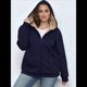 thumbnail image 5 of Sudadera con Capucha de Invierno de Larga con Cremallera para Mujer, Informal, Cálida y Acogedora, con Forro , para Otoño. Azul Marino XXL, 5 of 7