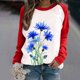 thumbnail image 2 of Moda Mujer Primavera Otoño Patchwork Impreso Mangas Largas Cuello Redondo Casual Tee Tops Fridja hkj3097, 2 of 6