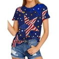thumbnail image 1 of QAFOPEH Women Independence Day Stars Printed Crew Neck Short Sleeve Top, 1 of 5