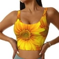 thumbnail image 3 of Goofa 3D Sunflowers Printed Sports Bras for Women, High Impact Running Bra Workout Crop Tank Tops Longline Sports Bra Push up-XX-Large, 3 of 9