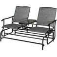 thumbnail image 1 of Patiojoy Gray Patio Loveseat Rocking 2 Person Outdoor Double Glider Chair With Center Table, 1 of 10