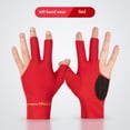 thumbnail image 1 of Open Finger Billiard Pool Gloves Adjustable Sticker Polyester Snooker Billiards Gloves Smooth Soft Portable Training Accessories 1pc Red-left, 1 of 5
