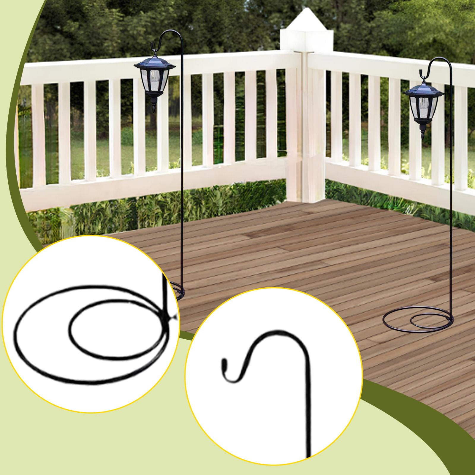 2 Pack Shepherds Hook Stand Display Hanger Iron Base for Solar Lights Bird Feeders Indoor Outdoor Backyard