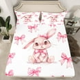 thumbnail image 2 of Erosebridal Cartoon Rabbit Twin Sheet Sets, Pink Bow-tie Bedding Twin Size, Cute Animal Decor 3pcs, 2 of 7