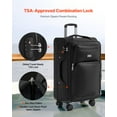 thumbnail image 4 of VEVOR Valise Souple Extensible de 24 Pouces avec Roues Pivotantes Valise Enregistrée Noire, 4 of 9
